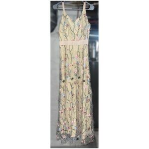Cream Floral Embroidered Maxi Dress